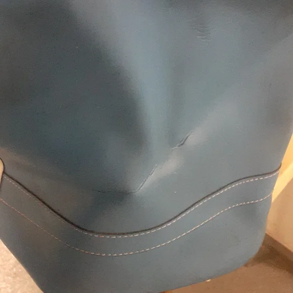 Vintage 70s Retro Vinyl Large Duffle Bag Aqua Blue 18x13x9"  PanAm Airline Vibe - Picture 3 of 4